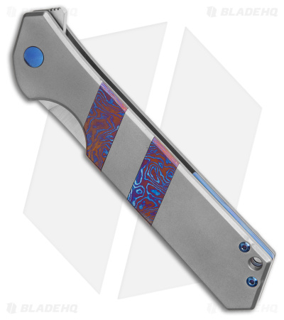 Olamic Rainmaker Dagger Knife Blasted Ti w/ Timascus (4.1" Satin M390)