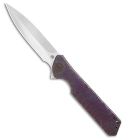 Olamic Rainmaker Dagger Knife Purple SW Rocks Ti (4.1" Satin M390)