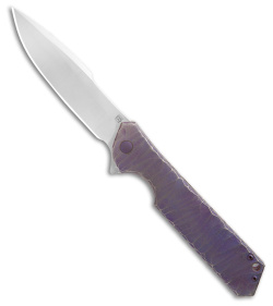 Olamic Rainmaker Harpoon Knife Purple SW Rocks Ti (4.1" Satin M390)