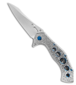 Olamic Soloist Agent Frame Lock Knife Frosty Ti w/ Blue Holes (4.25" Satin M390)