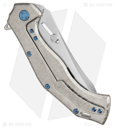 Olamic Soloist Agent Frame Lock Knife Frosty Ti w/ Blue Holes (4.25" Satin M390)