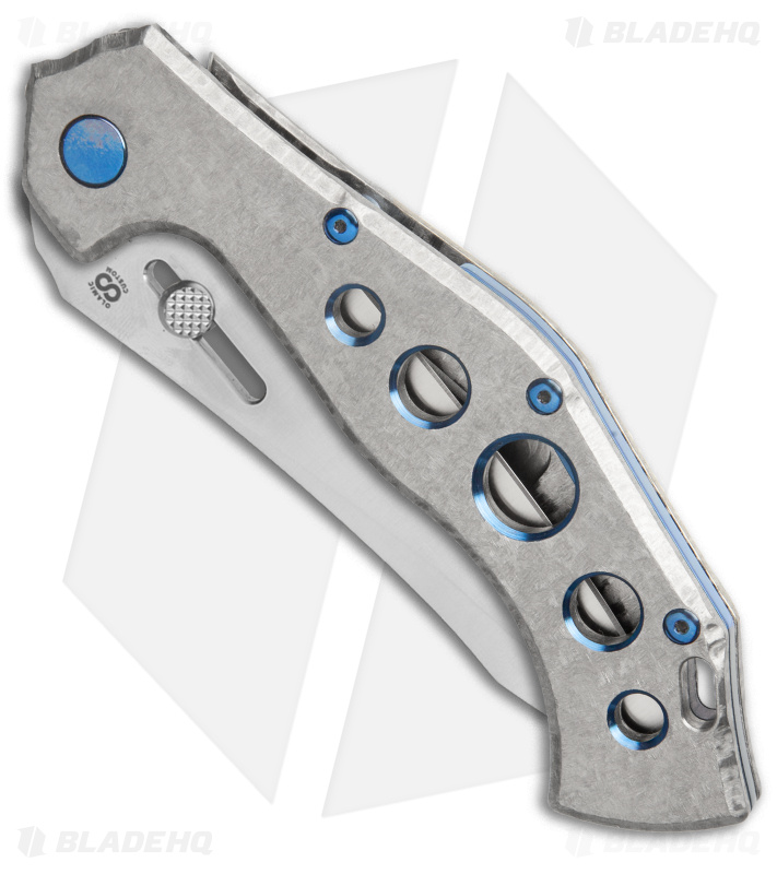 Olamic Soloist Agent Frame Lock Knife Frosty Ti w/ Blue Holes (4.25" Satin M390)