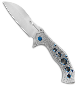 Olamic Soloist Scout Frame Lock Knife Frosty Ti w/ Blue Holes (4.25" Satin M390)