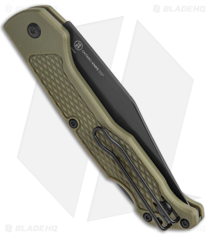 Ontario Camp Plus Forest Lock Back Knife GFN OD Green (3.3" Black) 