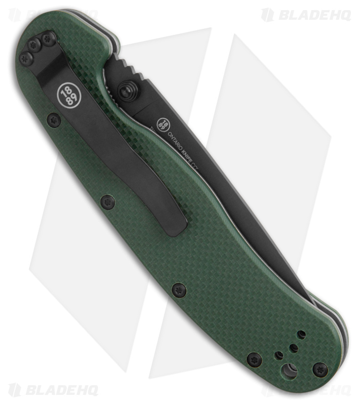 88年製 Pro Co RAT1 Black Face Ontario Rat-1 Liner Lock G-10 Green Black
