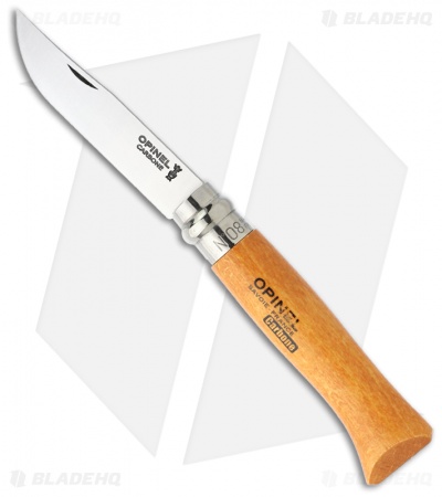 Opinel Knives No. 8 Carbon Steel Knife Beech Wood (3.25 Satin) - Blade HQ