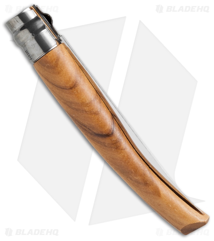 Opinel No 10 Slim Stainless Steel Knife Olive Wood w/Sheath (4" Satin) #10