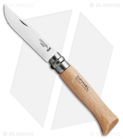 Opinel Knives No. 8 Stainless Steel Knife Wood (3.25" Satin) #8