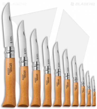Opinel Knives Carbon Steel Folding Knife Beechwood Handles (Set of 10)