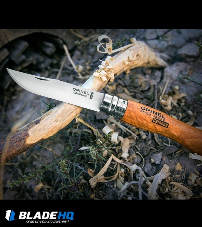 Opinel Knives No. 7 Carbon Steel Knife Beech Wood (3.06" Satin)