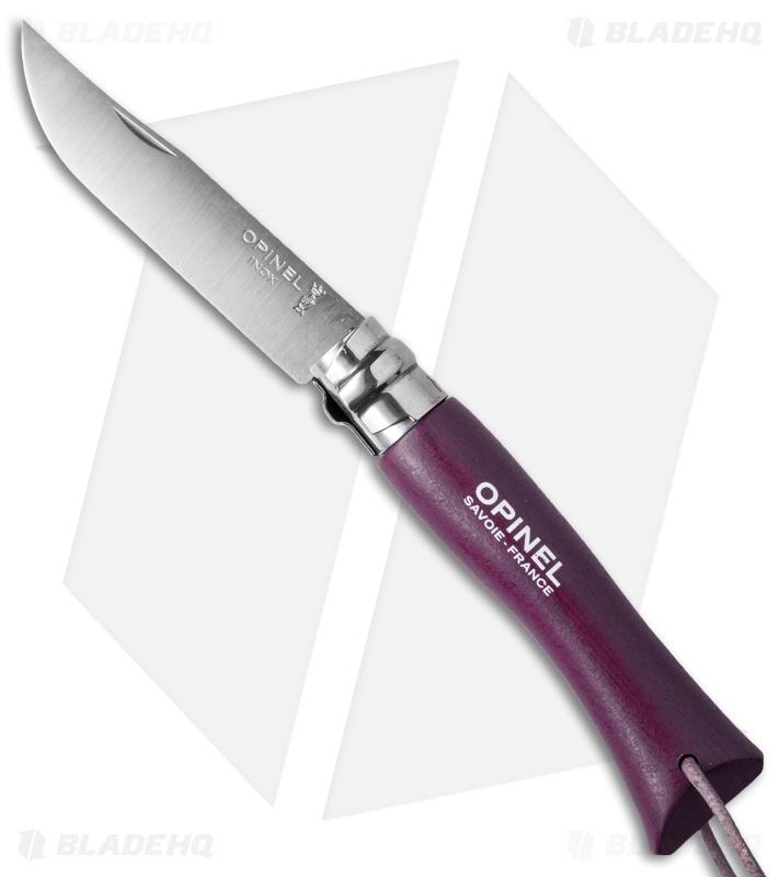 Opinel No 7 Trekking Stainless Steel Knife Plum + Leather (3.25" Satin
