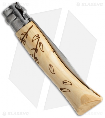 Opinel No. 7 Nature "Leaves" Stainless Steel Knife Beech Wood (3" Satin)