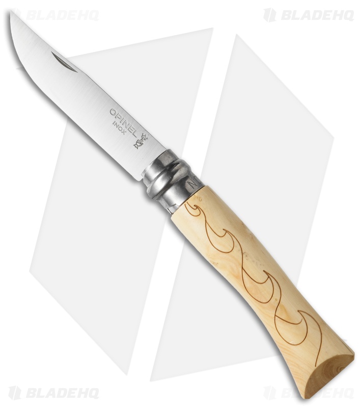 Opinel No. 7 Nature "Wave" Stainless Steel Knife Beech Wood (3" Satin)