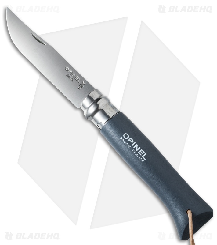 Opinel No 8 Trekking Stainless Steel Folding Knife Slate + Leather (3.25" Satin)