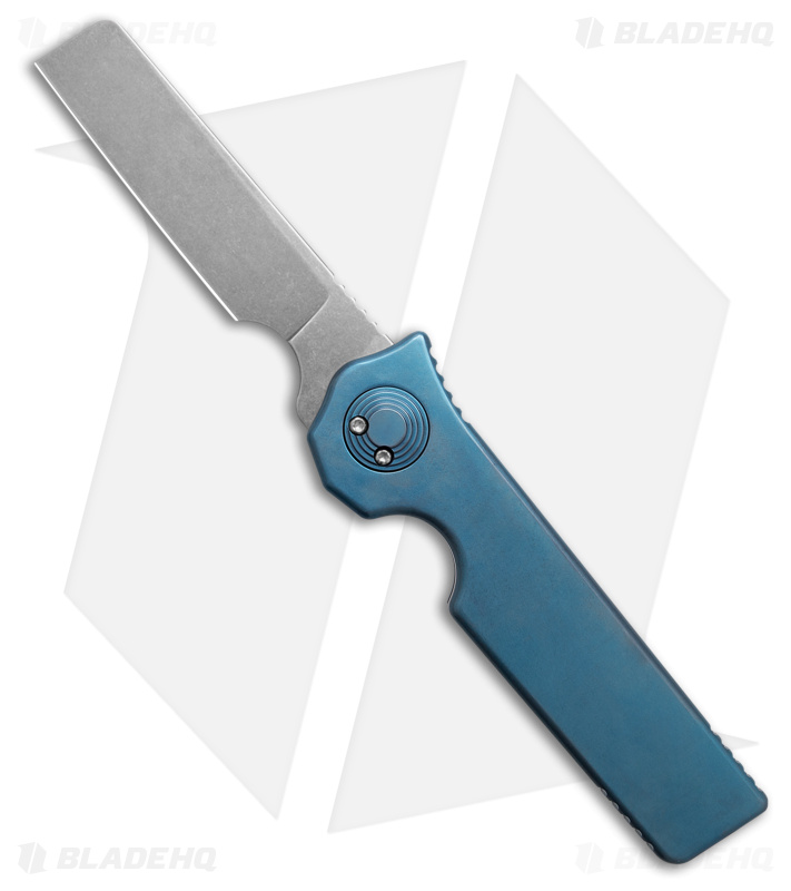Paragon Krazor Gravity Knife Blue Anodized Titanium (4" Stonewash)