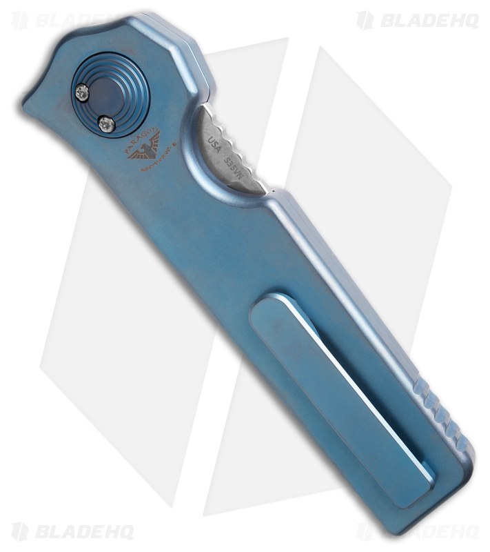 Paragon Krazor Gravity Knife Blue Anodized Titanium (4" Stonewash)
