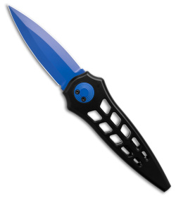 Paragon Warlock Enchanter Knife Skeletonized Black Aluminum (3.8" Blue)