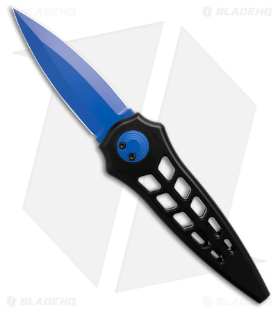 Paragon Warlock Enchanter Knife Skeletonized Black Aluminum (3.8" Blue)