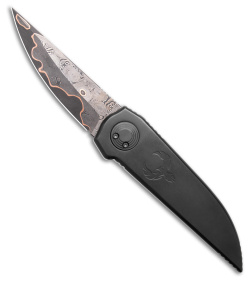 Paragon Phoenix Knife Black Titanium (3.9" Baker Forge & Tool Damascus)