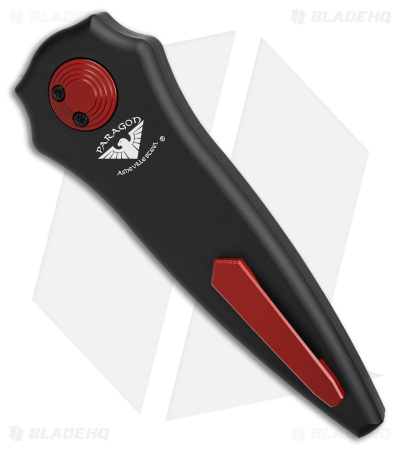 Paragon Warlock-X Folding Knife Smooth Black Cerakote (4" RED 2-Groove)