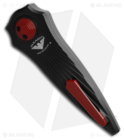 Paragon Warlock-X Folding Knife Star Burst Black Cerakote (3.9" Red 2-Groove)