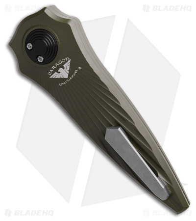 Paragon Warlock-X Folding Knife Star Burst OD Green Tapered (3.9" Satin)