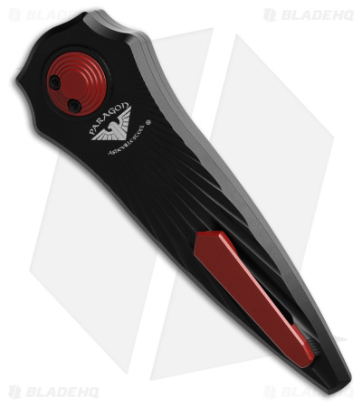 Paragon Warlock-X Knife Black Anodized Star Burst Aluminum (4" Red)