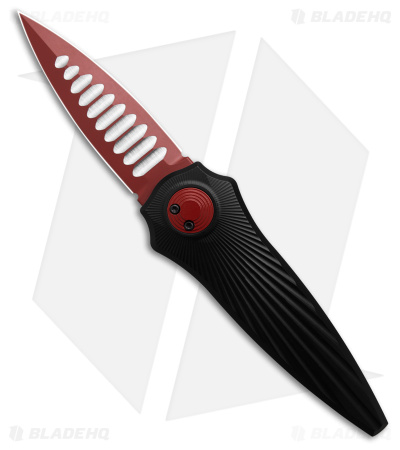 Paragon Warlock-X Knife Black Anodized Star Burst Aluminum (4" Red)