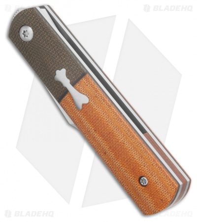 Pena Knives Custom Barlow Front Flipper Knife OD/Nat Micarta (2.75" Hand Satin)