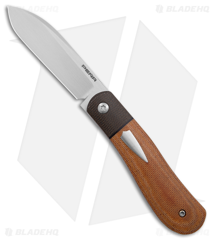Pena Knives Custom Dogleg Liner Lock Knife Natural Micarta (2.75" Satin)