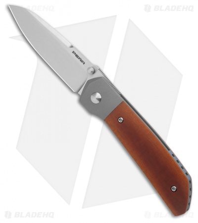 Pena Knives Custom Mula Liner Lock Knife Natural Linen Micarta (3.25" Hand Sat)