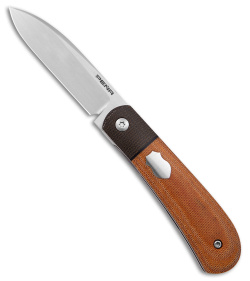 Pena Knives Custom Zulu Front Flipper Liner Lock Knife Brown Micarta (3" Satin)