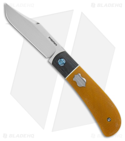 Pena Knives Custom Lanny's Clip Liner Lock Knife Natural Micarta (3" Hand Satin)