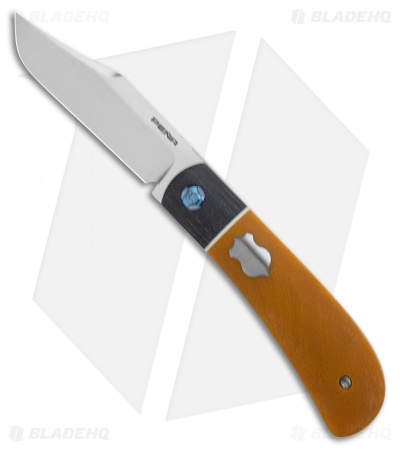 Pena Knives Custom Lanny's Clip Liner Lock Knife Natural Micarta (3" Hand Satin)