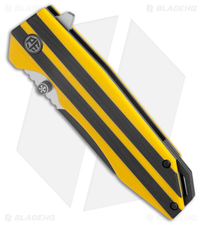 Petrified Fish Mocado Liner Lock Knife Blk/Yel G-10 (3.5" Blk/SW K110) PFP08YDW
