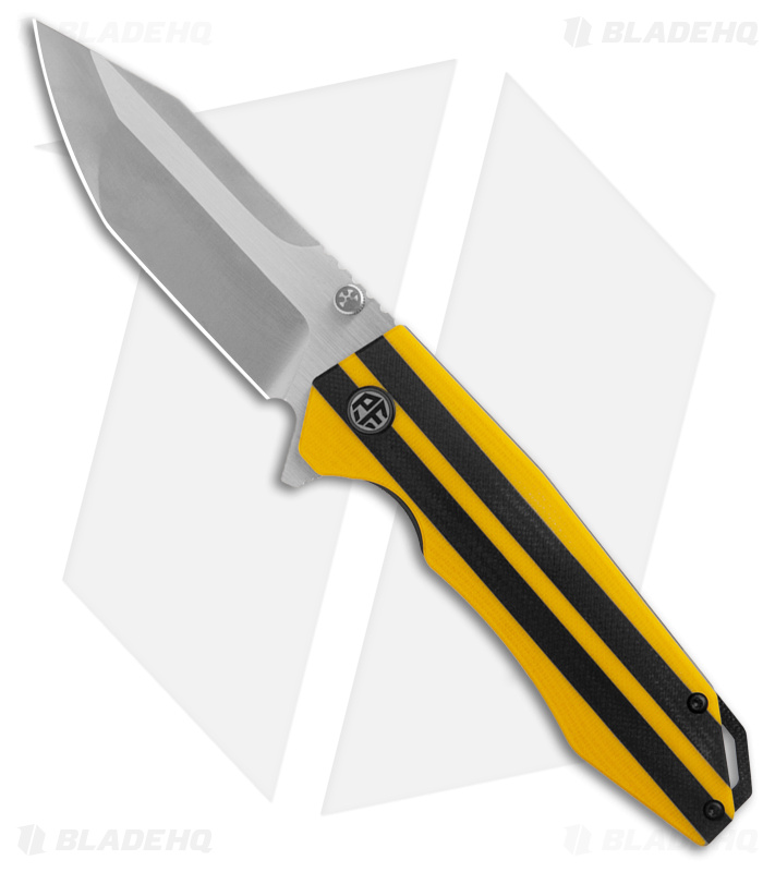 Petrified Fish Mocado Liner Lock Knife Blk/Yel G-10 (3.5" Satin K110) PFP08YS