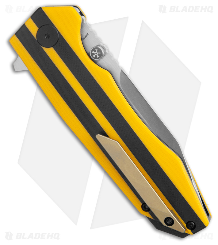 Petrified Fish Mocado Liner Lock Knife Blk/Yel G-10 (3.5" Satin K110) PFP08YS
