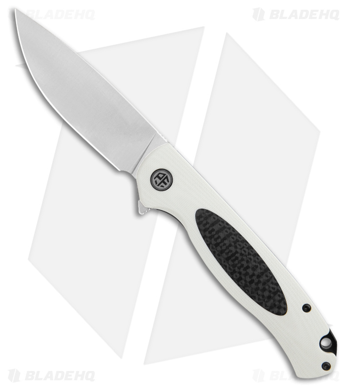 Petrified Fish Stamp White/Black  G-10/Carbon Fiber  (Satin D2) PFB03WS