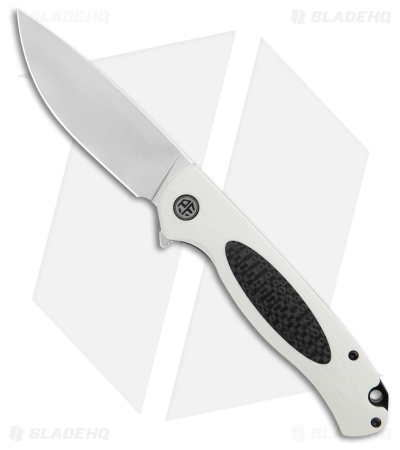 Petrified Fish Stamp White/Black  G-10/Carbon Fiber  (Satin D2) PFB03WS