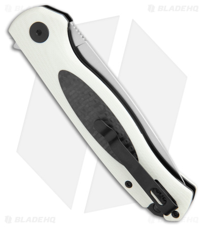 Petrified Fish Stamp White/Black  G-10/Carbon Fiber  (Satin D2) PFB03WS