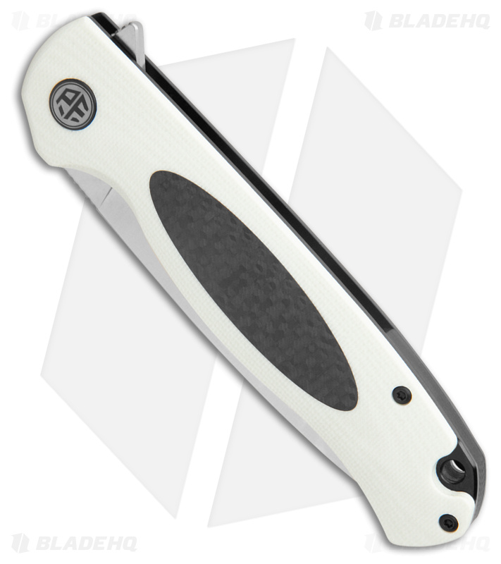 Petrified Fish Stamp White/Black  G-10/Carbon Fiber  (Satin D2) PFB03WS