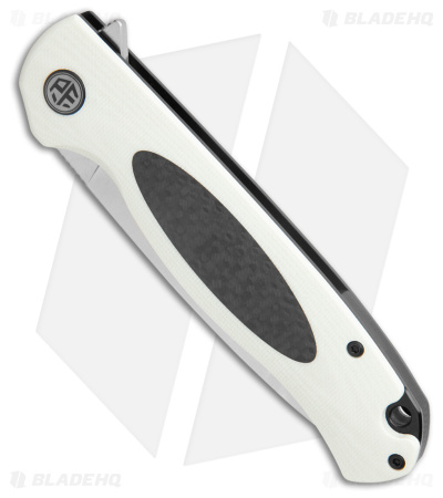 Petrified Fish Stamp White/Black  G-10/Carbon Fiber  (Satin D2) PFB03WS
