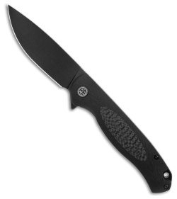 Petrified Fish Stamp Knife Black G-10 Carbon Fiber (BLK SW D2) PPFB03DDW 