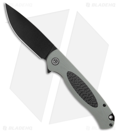 Petrified Fish Stamp Knife Gray / Black G-10 Carbon Fiber (BLK SW D2) PFB03GADW
