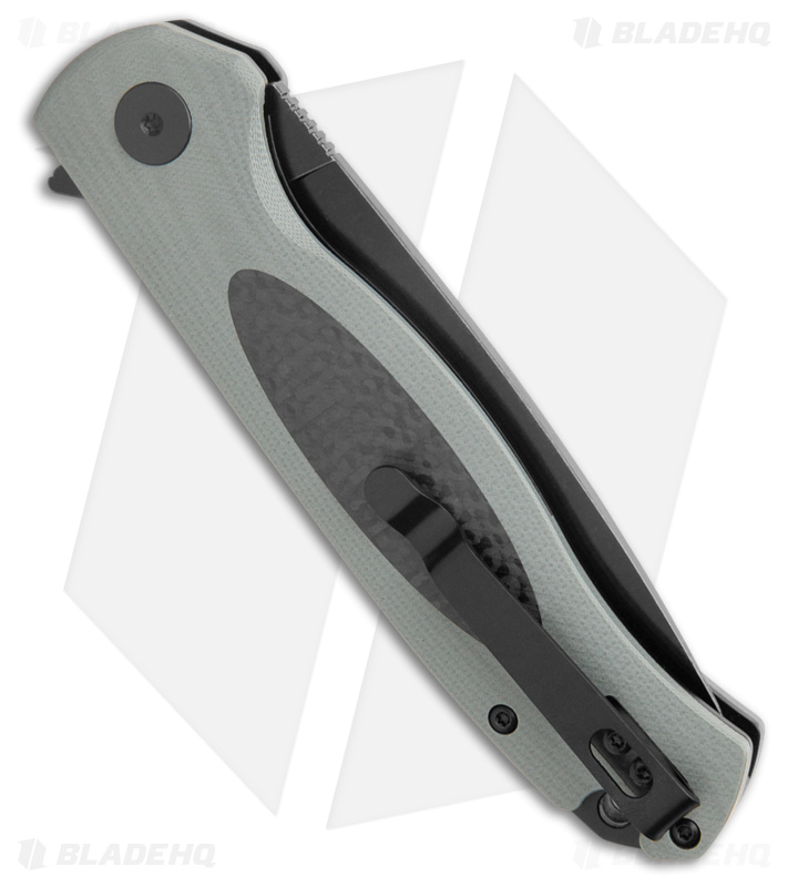 Petrified Fish Stamp Knife Gray / Black G-10 Carbon Fiber (BLK SW D2) PFB03GADW