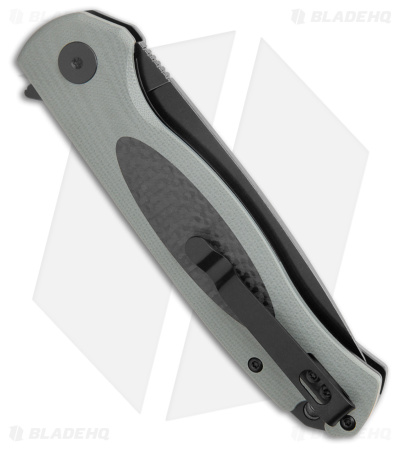 Petrified Fish Stamp Knife Gray / Black G-10 Carbon Fiber (BLK SW D2) PFB03GADW