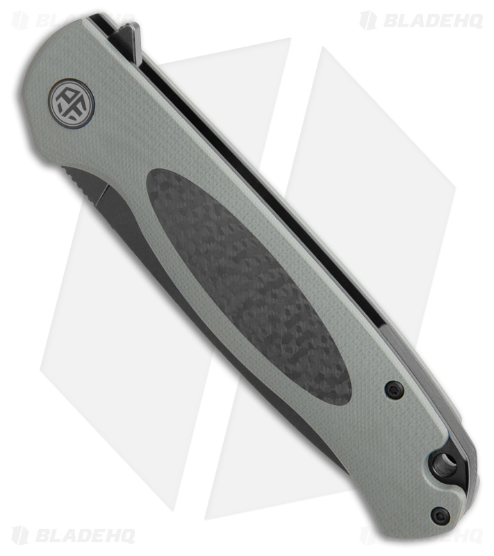 Petrified Fish Stamp Knife Gray / Black G-10 Carbon Fiber (BLK SW D2) PFB03GADW
