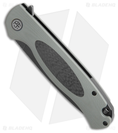 Petrified Fish Stamp Knife Gray / Black G-10 Carbon Fiber (BLK SW D2) PFB03GADW
