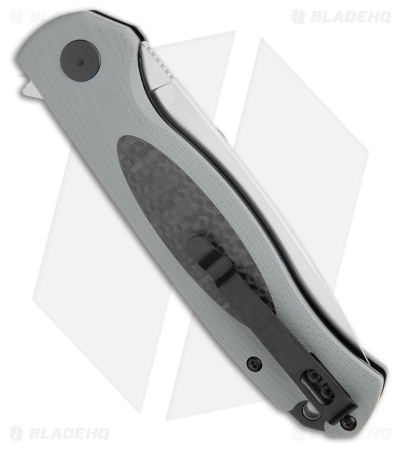 Petrified Fish Stamp Knife Gray / Black G-10 Carbon Fiber  (Satin D2) PFB03GAS