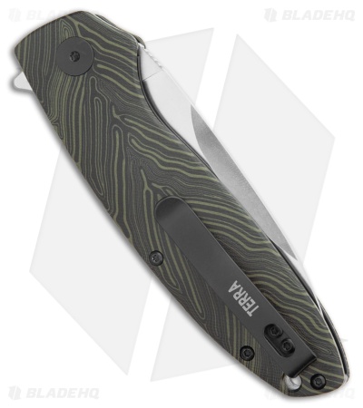 Petrified Fish Terra Liner Lock Knife Black/Green G-mascus (3.75" Satin)